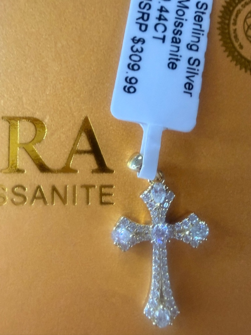 Sterling Silver Cross Pendant with White Cubic Stones